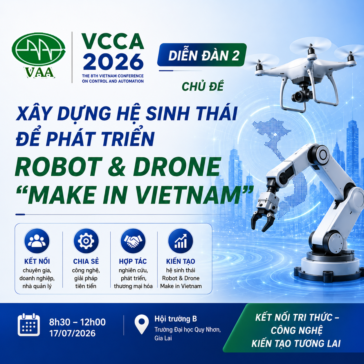 Xây dựng Hệ sinh thái Robot & Drone Make in Vietnam: Trọng tâm Diễn đàn số 2 tại VCCA 2026